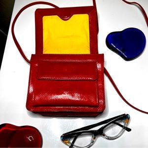 HOBO Red Small Bag w/yellow gross grain interior & inner pockets.